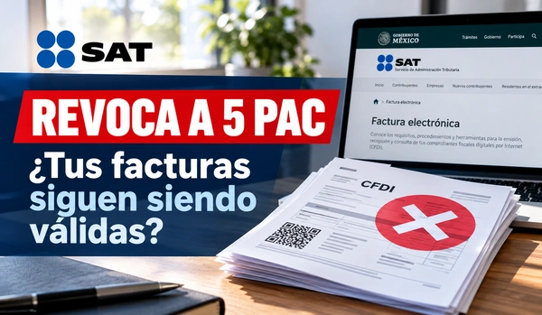 Contenido destacado: SAT revoca a 5 PAC: ¿qué pasará con tus facturas?.