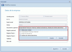Documentos a generar