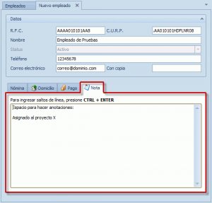 Catálogo de empleados - Notas