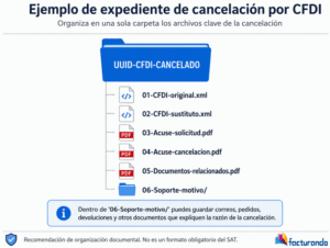 Expediente de cancelación por cada CFDI