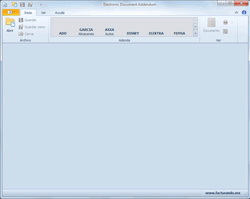 Menú principal del adicionador de adendas