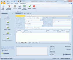 Podrás llevar a cabo la captura  de los datos que conformará tu factura.