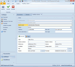 Venta que permite la actualización de los datos de un cliente existente en el catálogo.